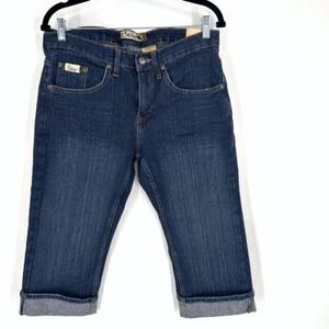 NWT Berne Women's Cuffed Hem Faded Cotton Blend Capri Jeans Blue Size 8R